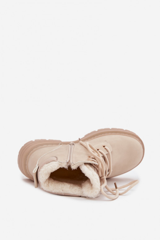 batai Moteriškas pašiltinti su kailiuku viduje Į Pilį dramblio kaulo spalvos Tharika