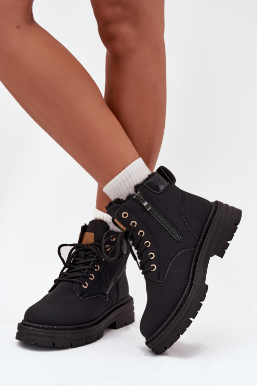 batai Moteriškas pašiltinti su kailiuku viduje Į Pilį juodos spalvos Tharika