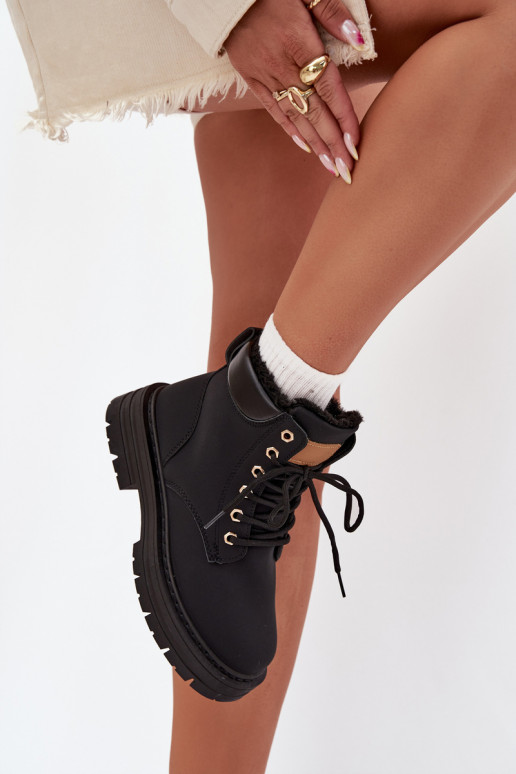 batai Moteriškas pašiltinti su kailiuku viduje Į Pilį juodos spalvos Tharika