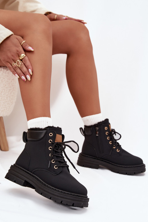 batai Moteriškas pašiltinti su kailiuku viduje Į Pilį juodos spalvos Tharika