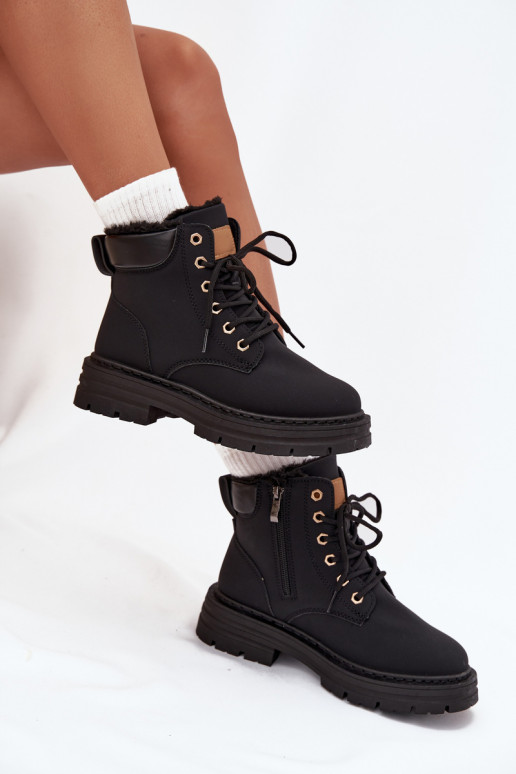 batai Moteriškas pašiltinti su kailiuku viduje Į Pilį juodos spalvos Tharika