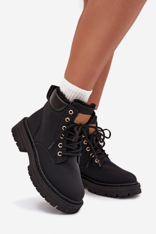 batai Moteriškas pašiltinti su kailiuku viduje Į Pilį juodos spalvos Tharika