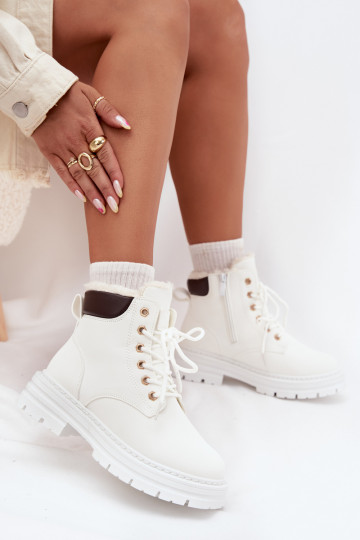 batai Moteriškas pašiltinti su kailiuku viduje Į Pilį baltos spalvos Tharika