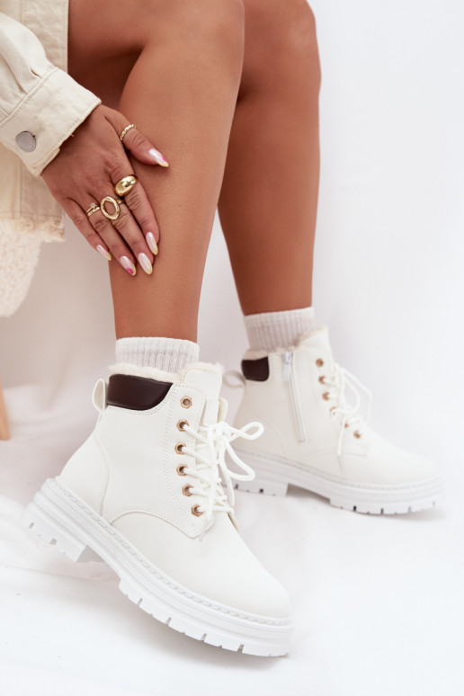 batai Moteriškas pašiltinti su kailiuku viduje Į Pilį baltos spalvos Tharika