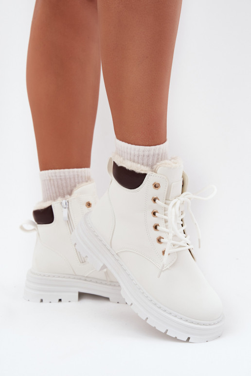 batai Moteriškas pašiltinti su kailiuku viduje Į Pilį baltos spalvos Tharika