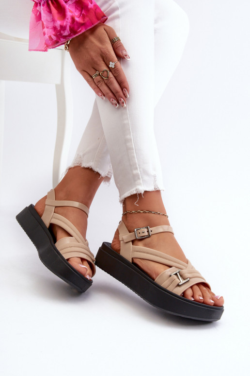 Kvepiantis Moteriškos basutės su platforma ZAXY LL285063 smėlio spalvos