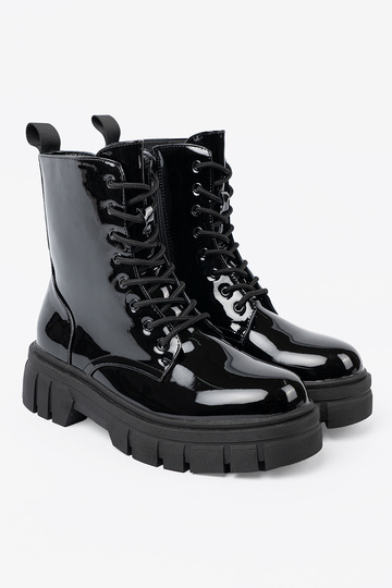 juodos spalvos lakuotas auliniai batai na masyĮnej podeszĮie