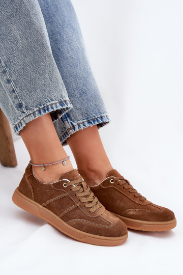 iš zomšos Žemas Sneakers modelio batai Moteriškas rudos spalvos Paliana