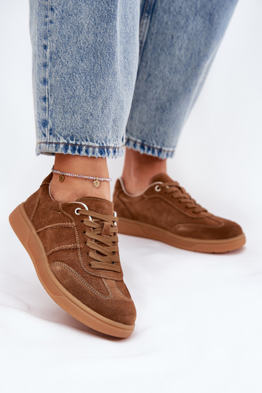 iš zomšos Žemas Sneakers modelio batai Moteriškas rudos spalvos Paliana