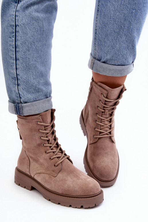 Moteriškas Darbiniai kulkšnies batai su užtrauktukais smėlio spalvos Ninsuni Moteriškas Darbiniai kulkšnies batai su užtrauktukais smėlio spalvos Ninsuni