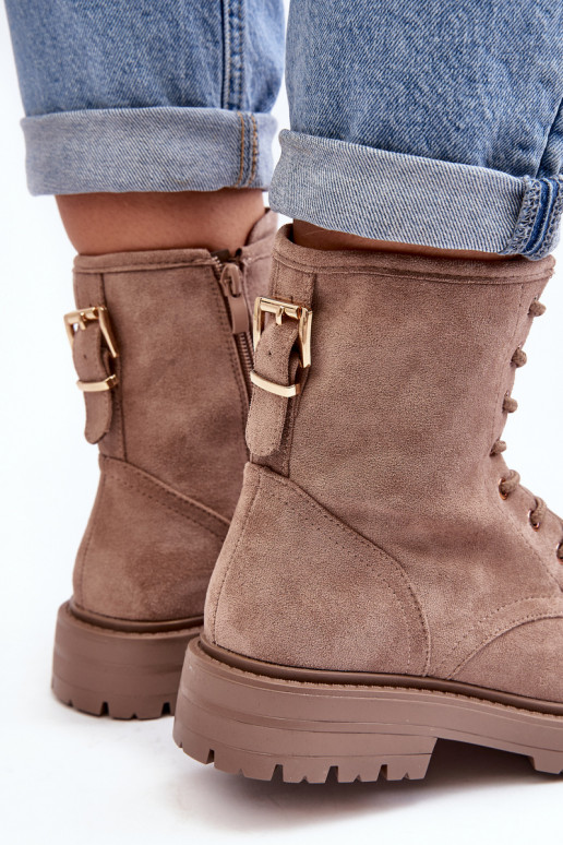 Moteriškas Darbiniai kulkšnies batai su užtrauktukais smėlio spalvos Ninsuni Moteriškas Darbiniai kulkšnies batai su užtrauktukais smėlio spalvos Ninsuni