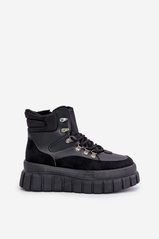 Moteriškas pašiltinti Aulinukai batai su platforma juodos spalvos Jelenia