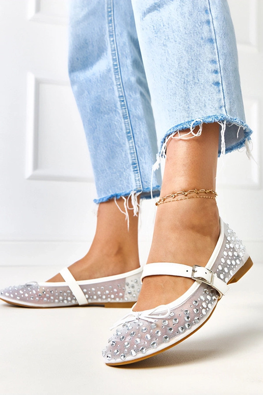 Baltos tinklinės balerinos su...