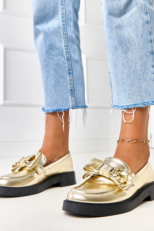 Auksiniai mokasinai su kaspinu ir...