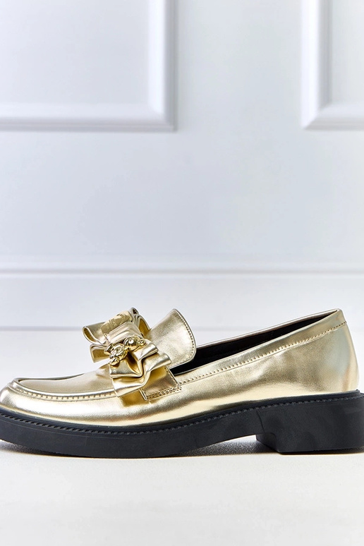 Auksiniai mokasinai su kaspinu ir...