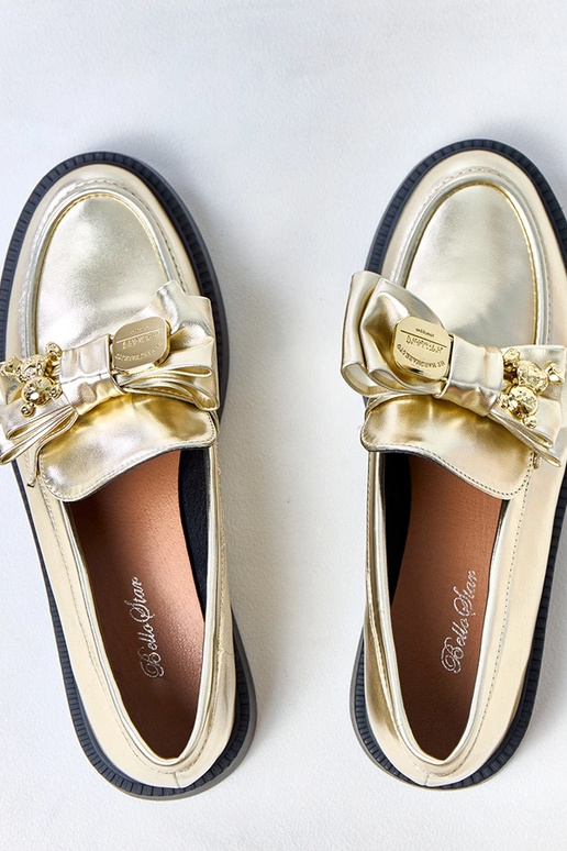 Auksiniai mokasinai su kaspinu ir...