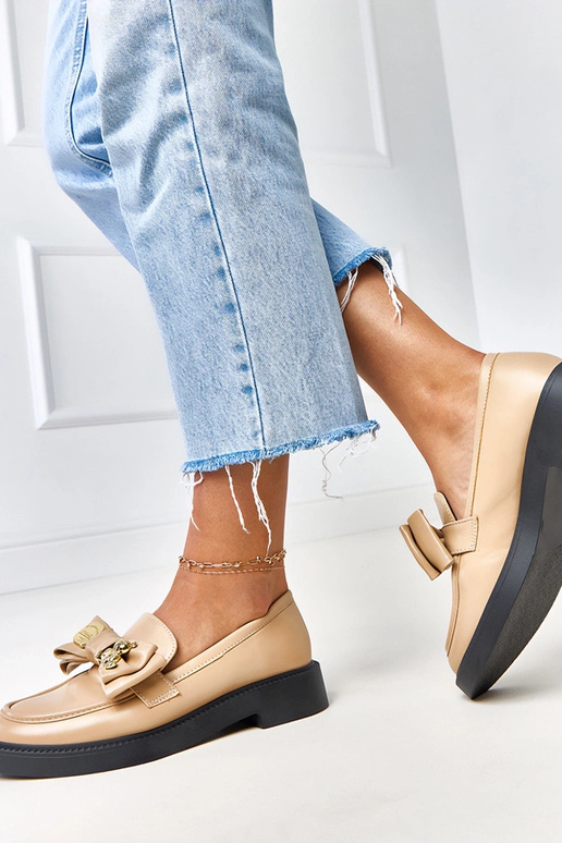 Smėliniai mokasinai su kaspinu ir...