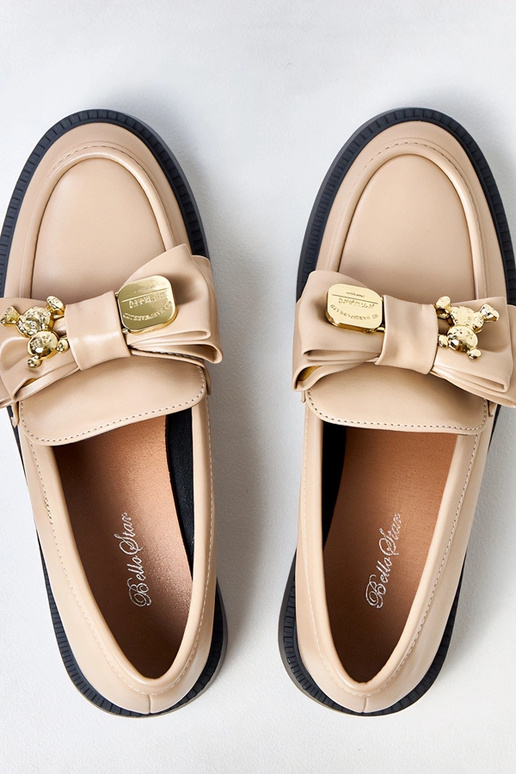 Smėliniai mokasinai su kaspinu ir...