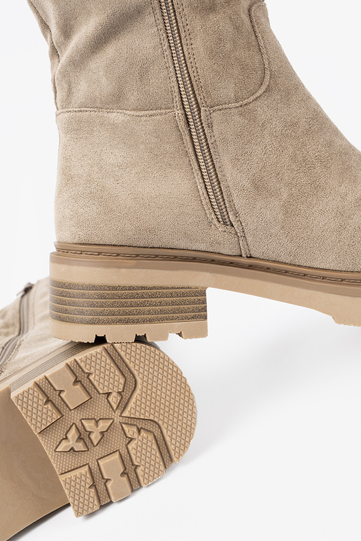 smėlio spalvos batai ant storo pado z choleĮką prie kulkšnies