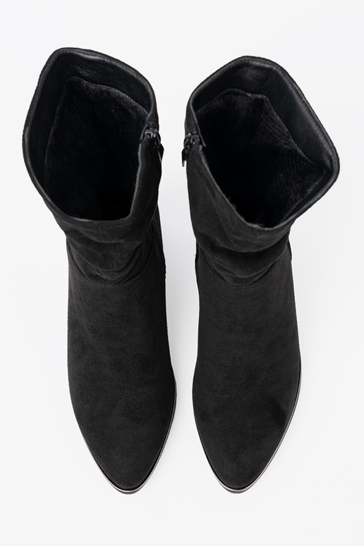 Aulinukai iš zomšos juodos spalvos z eleganckim marszczeniem