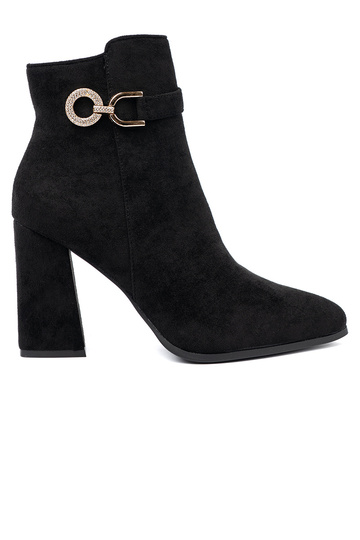 Elegantiško stiliaus juodos spalvos batai z biżuteryjnym akcentem 2