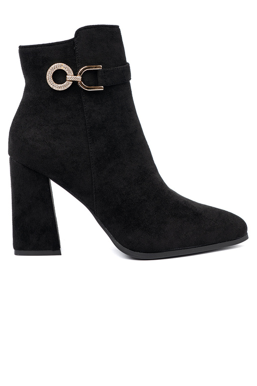 Elegantiško stiliaus juodos spalvos batai z biżuteryjnym akcentem