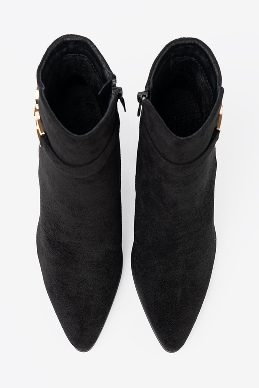 Elegantiško stiliaus juodos spalvos batai z biżuteryjnym akcentem