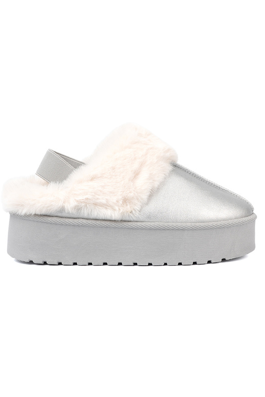 sidabro spalvos sniego batai su kailiuku i platformą