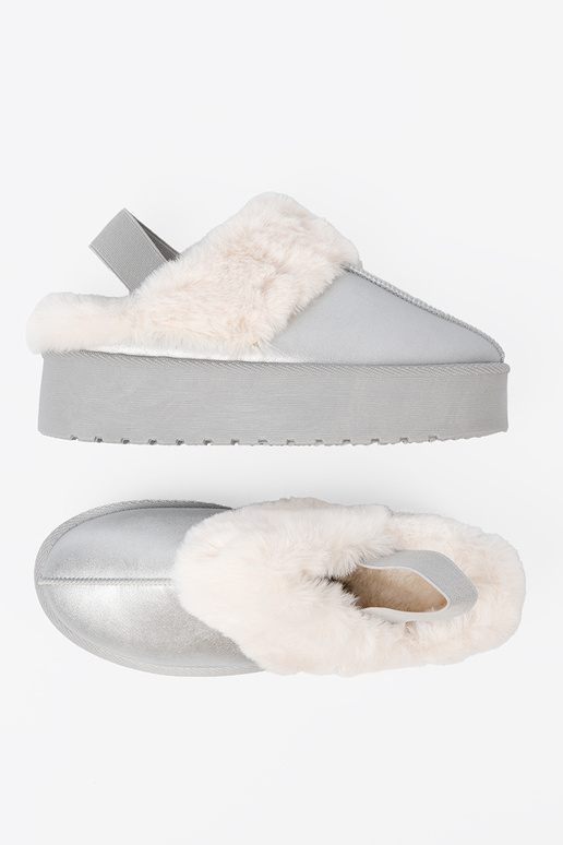 sidabro spalvos sniego batai su kailiuku i platformą