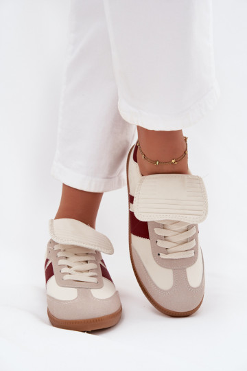 Žemas Sneakers modelio batai MoteriškassuINyĮiniętym Językiem bordo spalvos Ardira 2