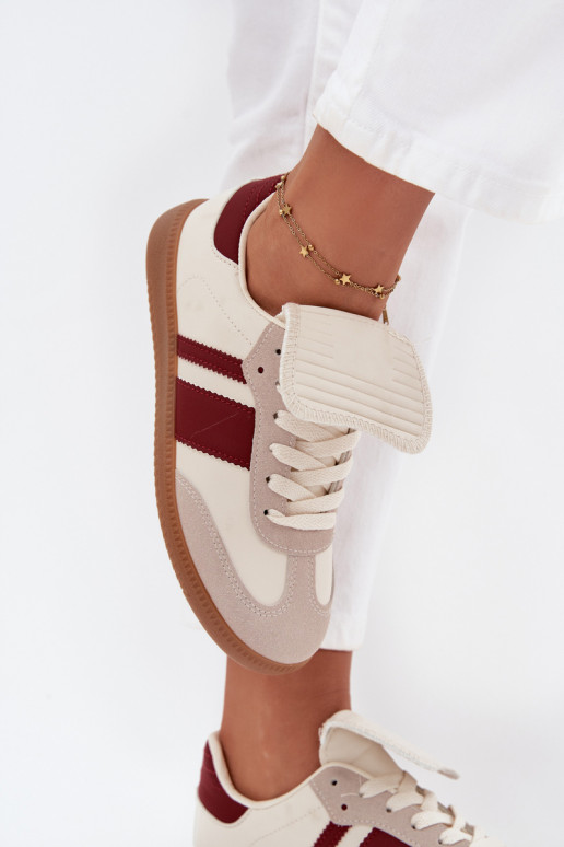 Žemas Sneakers modelio batai MoteriškassuINyĮiniętym Językiem bordo spalvos Ardira