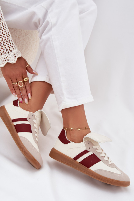 Žemas Sneakers modelio batai MoteriškassuINyĮiniętym Językiem bordo spalvos Ardira