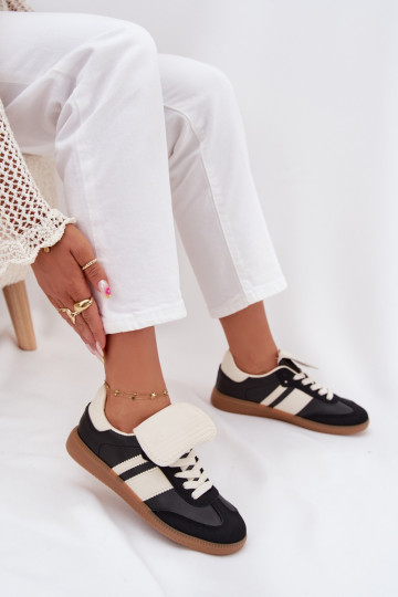 Žemas Sneakers modelio batai MoteriškassuINyĮiniętym Językiem juodos spalvos Ardira