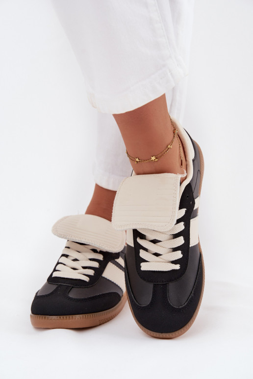 Žemas Sneakers modelio batai MoteriškassuINyĮiniętym Językiem juodos spalvos Ardira