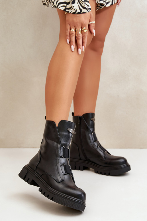 pašiltinti Darbiniai kulkšnies batai Moteriškas Į Pilį Eko Oda juodos spalvos Tai turiilyra