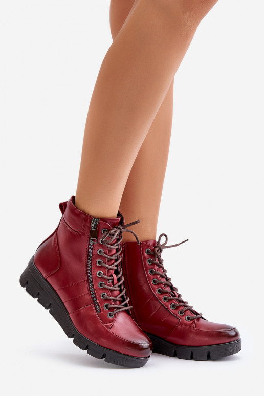 pašiltinti Moteriški aulinukai su platforma I Koturnie bordo spalvos Savindria  pašiltinti Moteriški aulinukai su platforma I Koturnie bordo spalvos Savindria