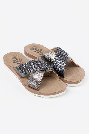Metallic dizaino Šlepetės moterų su baltu padu