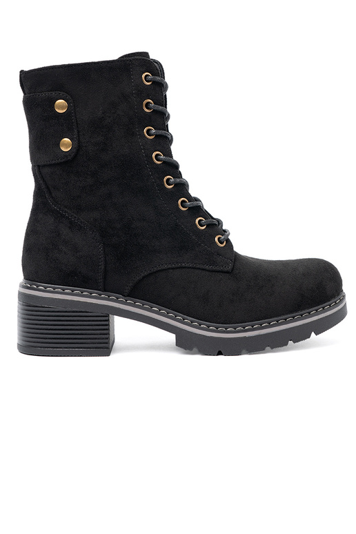 juodos spalvos suvarstytas auliniai batai z grubą podeszĮą