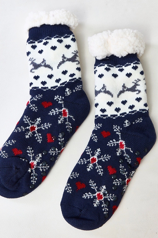 Tamsiai mėlynos baltos kojinės su...