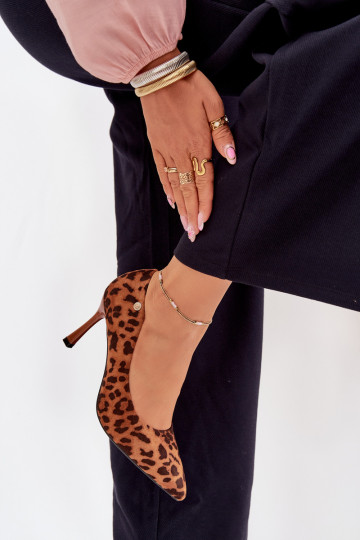 Moteriški aukštakulniai bateliai su leopardo raštu „Vinceza 62264" rudos spalvos