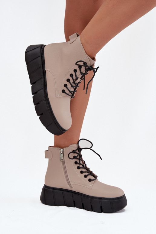 Oda pašiltinti Moteriški aulinukai su platforma Vinceza 66803 smėlio spalvos