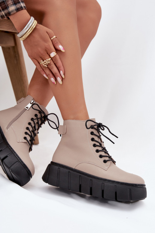 Oda pašiltinti Moteriški aulinukai su platforma Vinceza 66803 smėlio spalvos