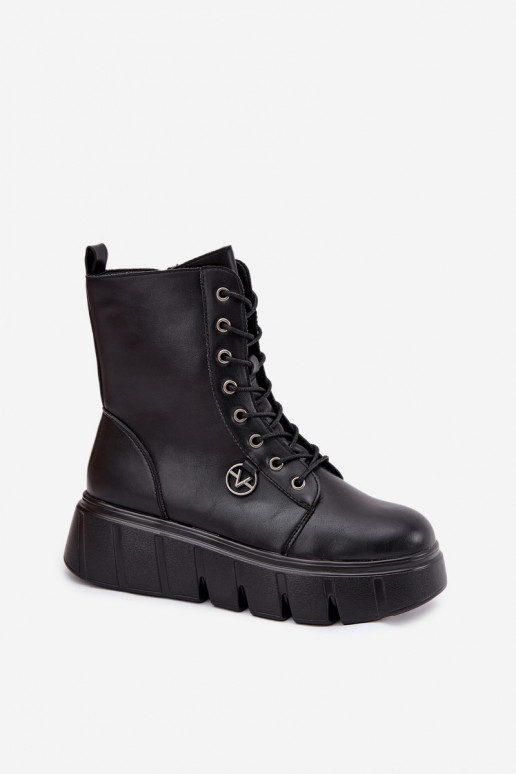 Darbiniai kulkšnies batai Moteriškas su platforma pašiltinti Vinceza 58588 juodos spalvos