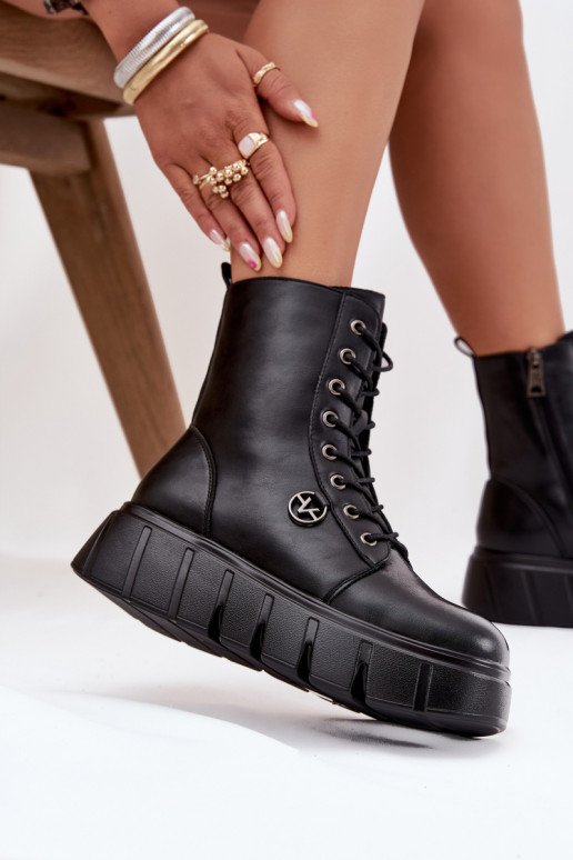 Darbiniai kulkšnies batai Moteriškas su platforma pašiltinti Vinceza 58588 juodos spalvos