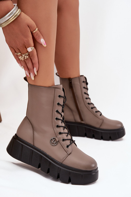 Darbiniai kulkšnies batai Moteriškas su platforma pašiltinti Vinceza 58588 smėlio spalvos