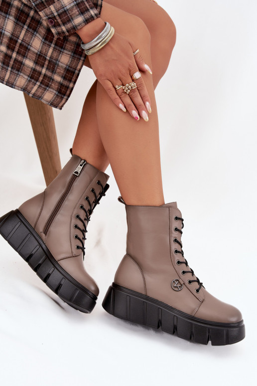 Darbiniai kulkšnies batai Moteriškas su platforma pašiltinti Vinceza 58588 smėlio spalvos