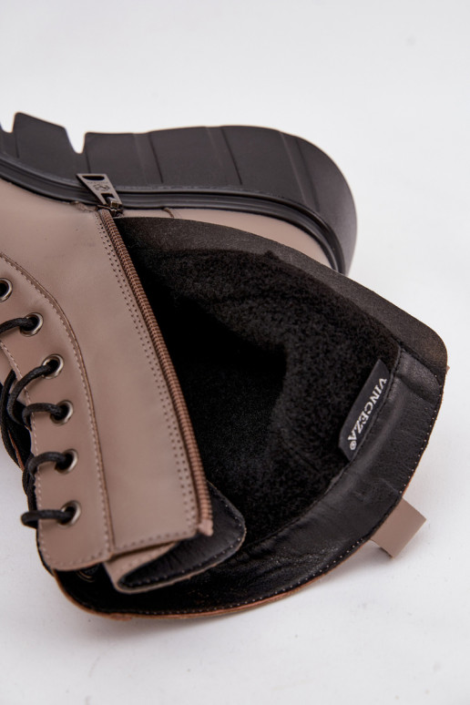 Darbiniai kulkšnies batai Moteriškas su platforma pašiltinti Vinceza 58588 smėlio spalvos