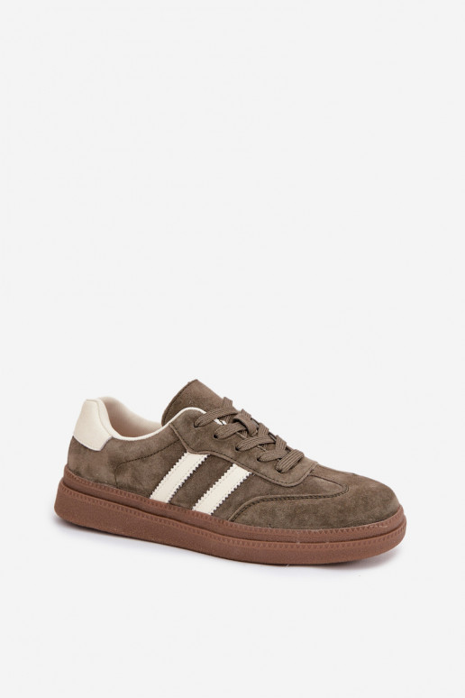 Sneakers modelio batai Moteriškas iš zomšos su platforma chaki spalvos Sylviona Sneakers modelio batai Moteriškas iš zomšos su platforma chaki spalvos Sylviona