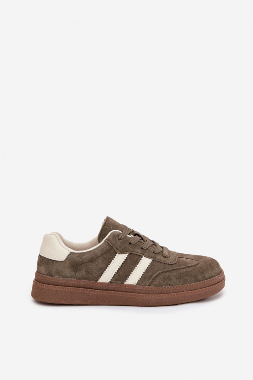 Sneakers modelio batai Moteriškas iš zomšos su platforma chaki spalvos Sylviona Sneakers modelio batai Moteriškas iš zomšos su platforma chaki spalvos Sylviona