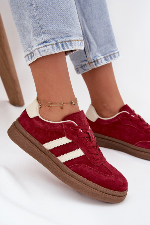 Sneakers modelio batai Moteriškas iš zomšos su platforma bordo spalvos Sylviona